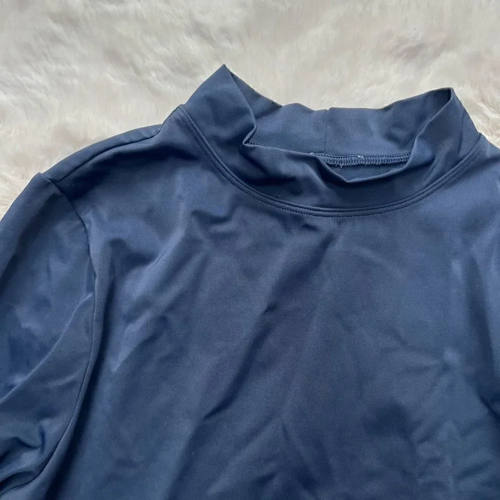 Lands’ End Rashguard swim top long sleeve navy blue girls / kids size XL / 16
